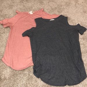 Shoulder Cut Out Ribbed Tees
